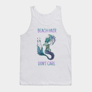 Beach Hair, Don’t Care, Watercolor Mermaid Tank Top